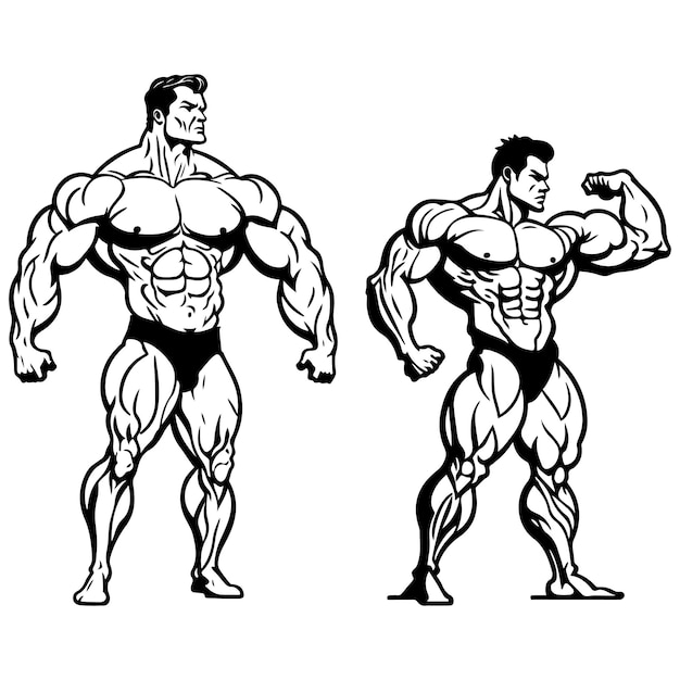 Bodybuilder silhouet vector Bodybuilder zwarte omtrek vectorillustratie