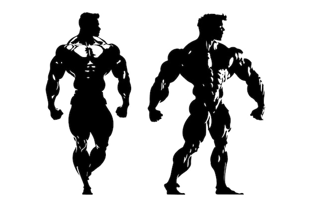 Bodybuilder silhouette vector Bodybuilder black outline vector illustration