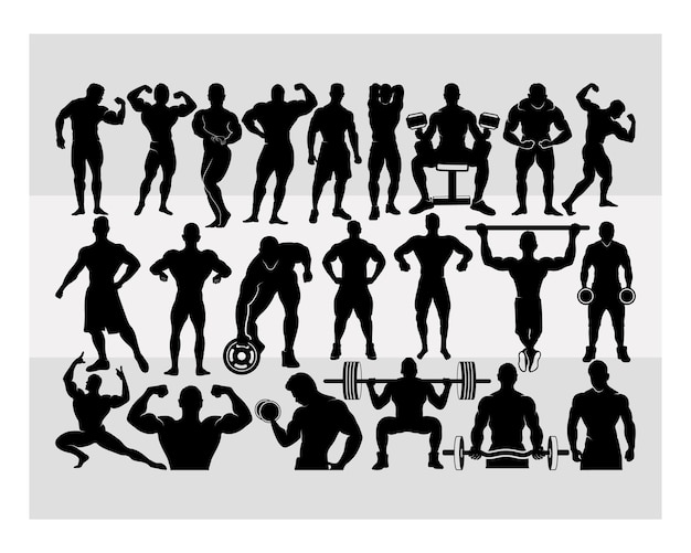 Bodybuilder SVG Gym Muscle Man Workout Bodybuilder Clipart Fitness Muscle Man