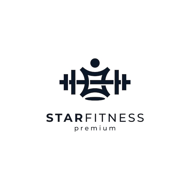 Вектор Культурист со штангой и звездами для фитнес-логотипа