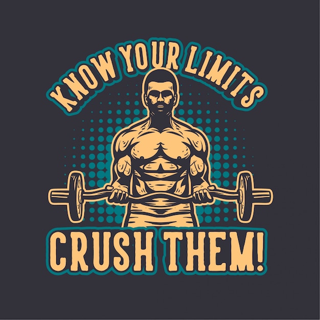 Vector bodybuilding illustration with motivational quote