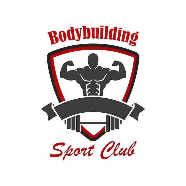 Emblema di vettore del club sportivo di bodybuilding