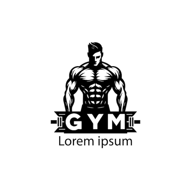 Vettore modello vettoriale dell'icona del logo fitness per sport di bodybuilding