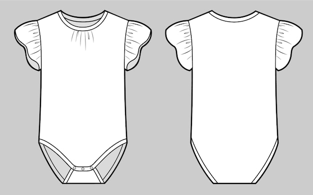 Premium Vector | Bodysuit with frill detail for baby girls