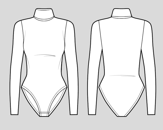 Vector bodysuit with long sleeves and stand collar front and back