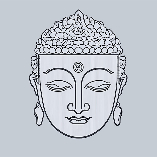 Boeddha gezicht lineaire pictogram