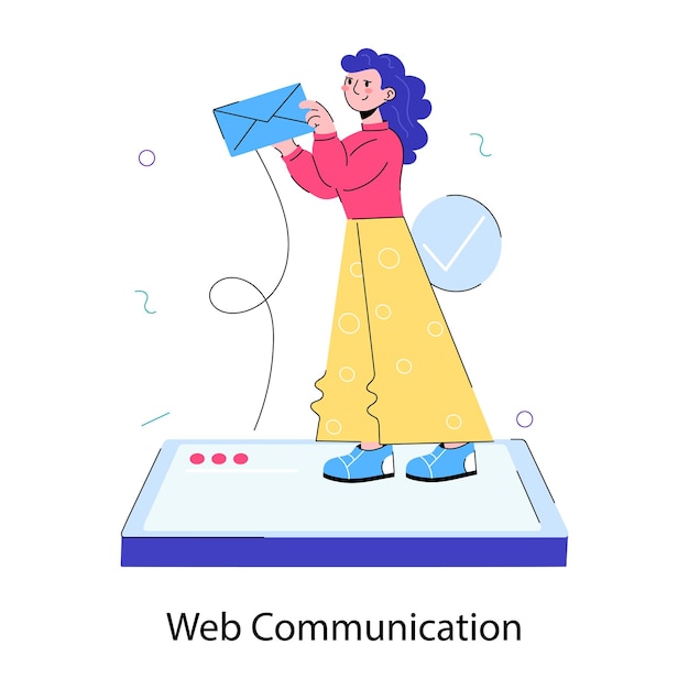 Boeiende doodle mini-illustratie van webcommunicatie