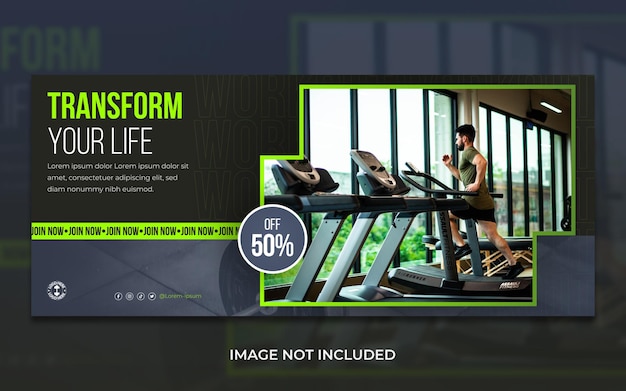 Boeiende Fitness Gym Social Media-bannersjabloon