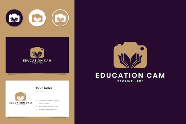 Boek camera negatief ruimte logo-ontwerp