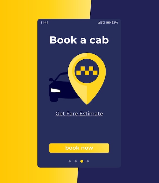 Boek een taxi-app ui vector