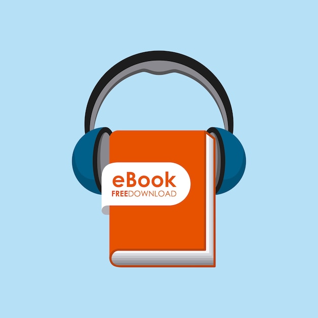 Boek en hoofdtelefoon pictogram. Luisterboeken ontwerp. Vector afbeelding