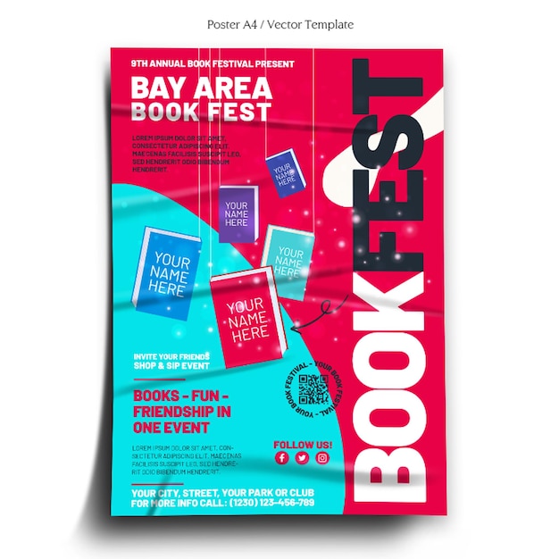 Boek festival poster sjabloon