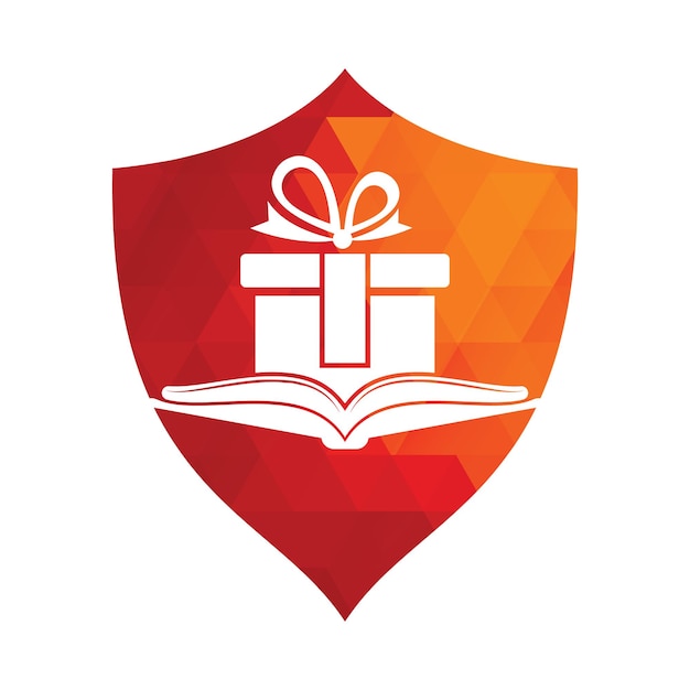 Boek geschenk logo ontwerp vector Present en markt symbool of pictogram