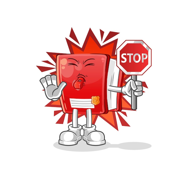 Boek houden stopbord cartoon mascotte vector