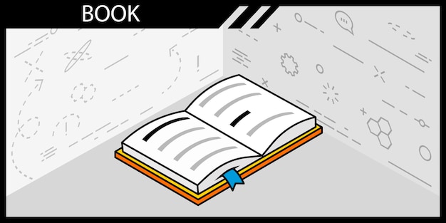 Boek isometrisch ontwerppictogram Vector web illustratie 3d kleurrijk concept