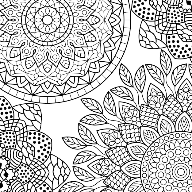 Boek kleurplaten mandala achtergrond indiase anti-stressprogramma medaillon abstracte islamitische bloem arabisch henna ontwerp yoga symbool vector illustratie