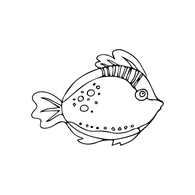 Boek kleurplaten voor kinderen en volwassenen. vector cute cartoon fish