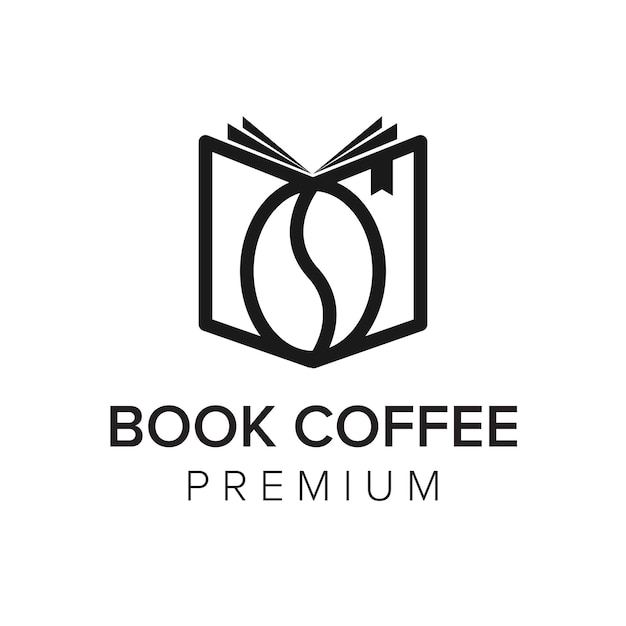 Boek koffie logo vector pictogrammalplaatje