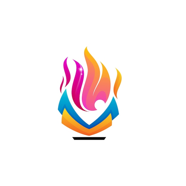 Boek logo en vuur ontwerp onderwijs kleurrijke stijl