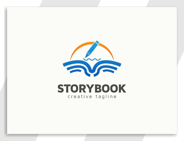 Boek logo-ontwerp met potloodillustratie