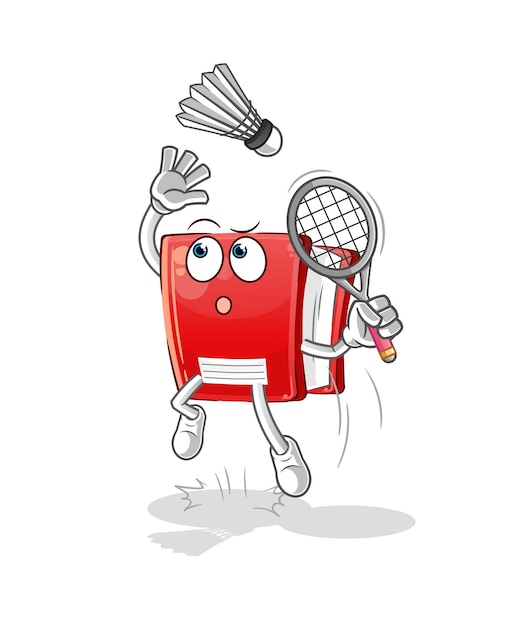 boek smash bij badminton cartoon. cartoon mascotte vector