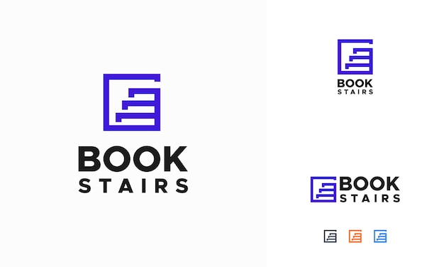 Boek Trappen Logo Symbool Ontwerpsjabloon vectorillustratie Boek Stap Logo-ontwerpen Onderwijs logo-ontwerpen