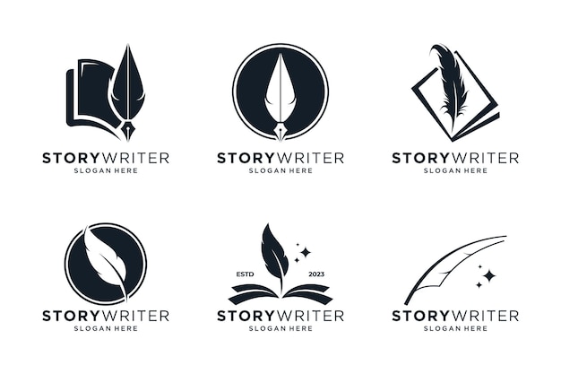 Vector boek verhaal logo design collectie