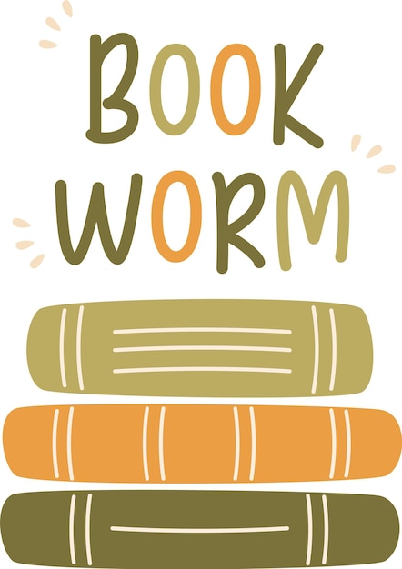 Vector boek worm lettering sticker