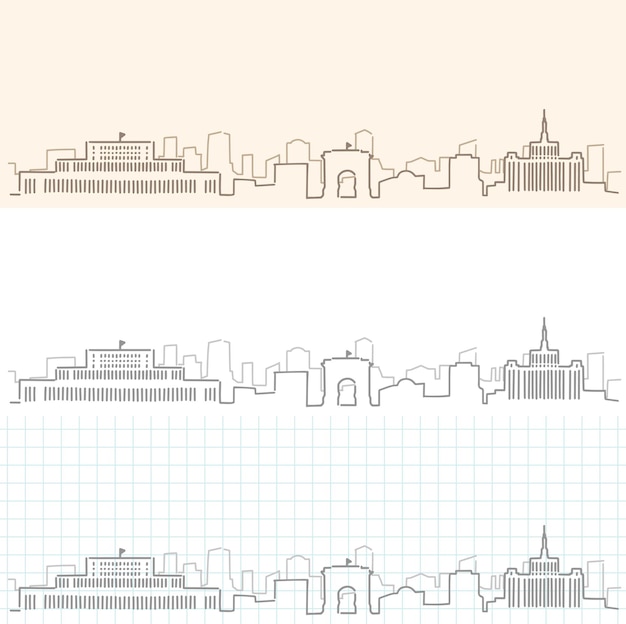 Boekarest handgetekende skyline