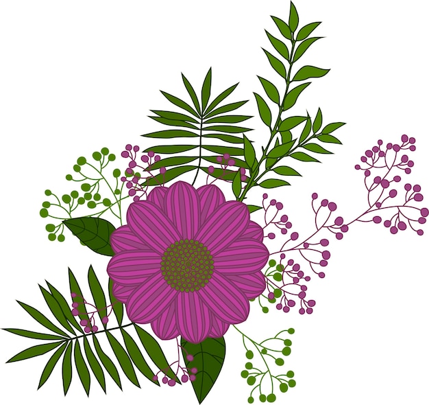 boeket met violette bloemen en bladeren