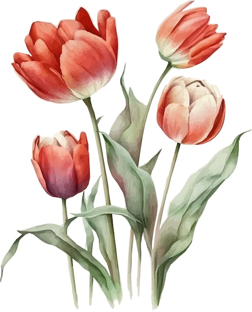 boeket tulpenstulips illustratie mooie rode tulpen bloemen