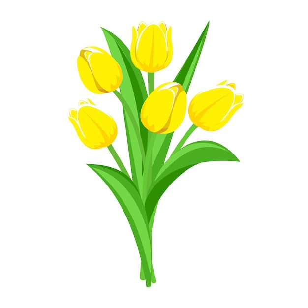 Boeket van gele tulpen Vector illustratie