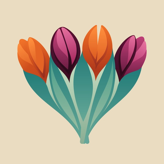 Vector boeket van kleurrijke tulpen