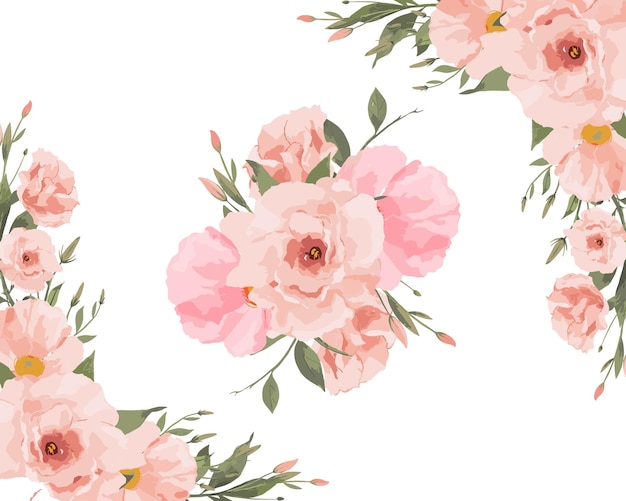 Vector boeket van roze rozen waterverf bloem