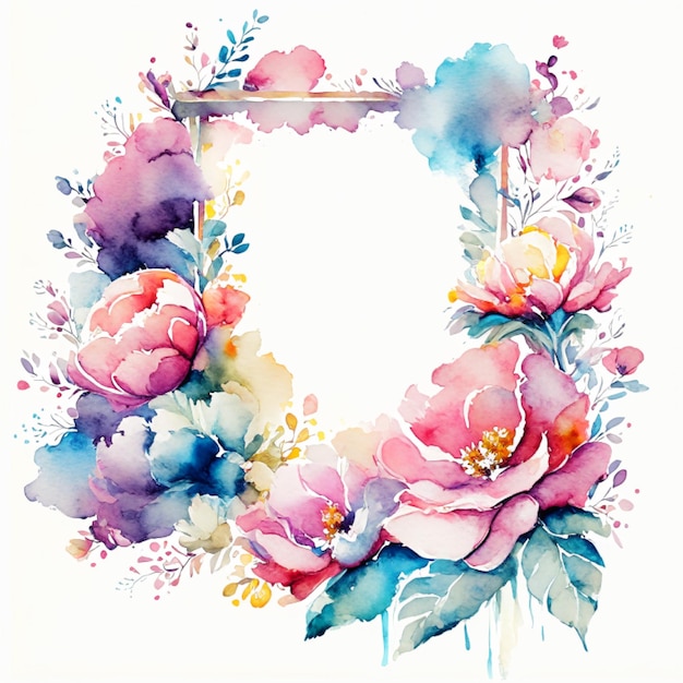 Boeketkaart voor speciale gelegenheid of aquarel bloemsierkunst of kleurrijke bloemen krans elegante bloemen