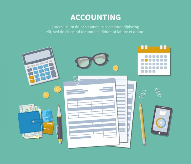 Boekhoudkundige concept. Belastingdag. Financiële analyse, belastingbetaling, analyse, gegevensvastlegging, statistieken, onderzoek.