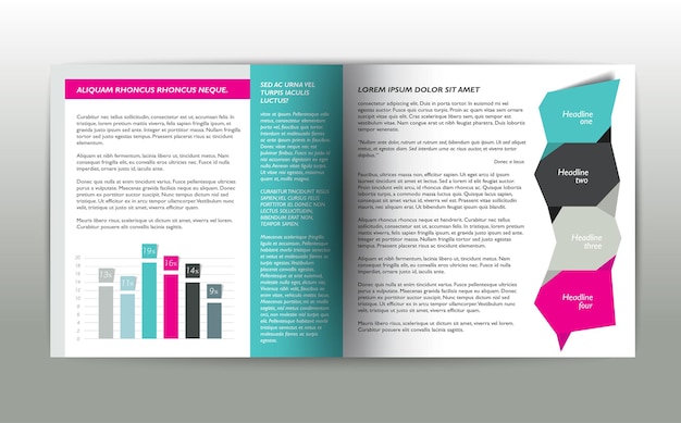 Boekjepagina Tijdschriftlay-out voor infographics Websjabloon