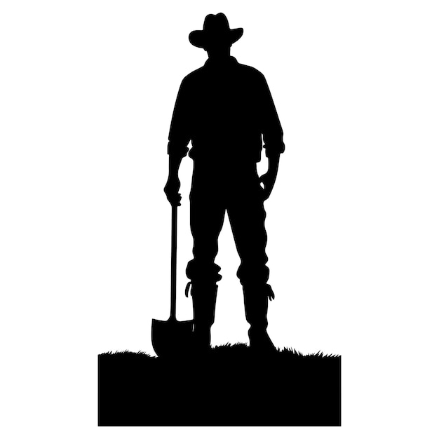 Boer met schop silhouet vector