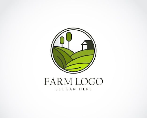 Boerderij logo creatieve groei landbouw bedrijf embleem ontwerpsjabloon