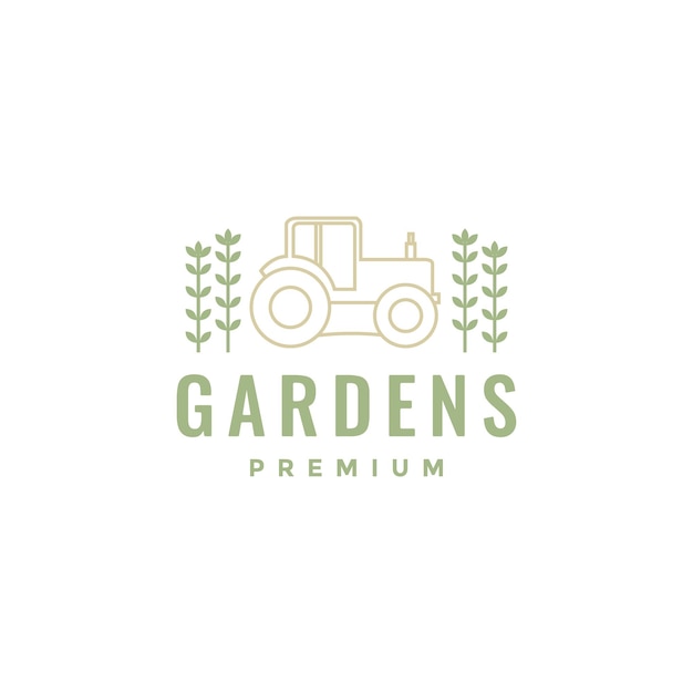 Boerderij voertuigen trekker tuin landbouw aanplant minimale logo ontwerp vector illustratie pictogrammalplaatje