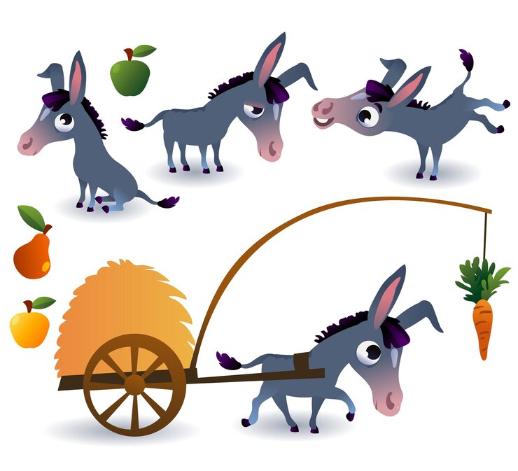 Vector boerderijdieren set ezel