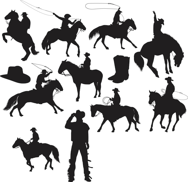 Boerderijdieren vector silhouetten bundel