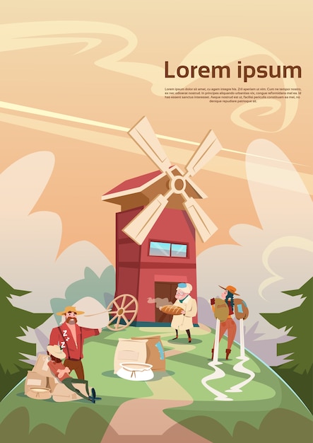 Boeren familie tarwemolen