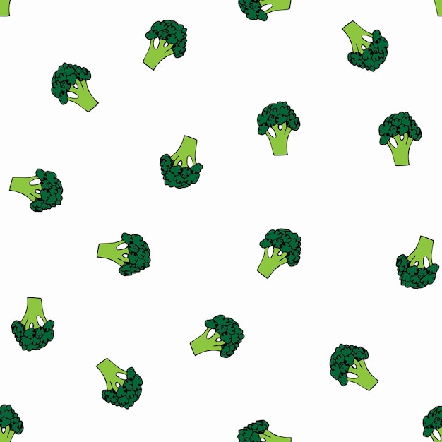 Boerenmarkt groenten naadloze patroon met zwarte contour groene Broccoli achtergrond