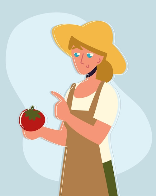 Boerenvrouw houdt appel vast