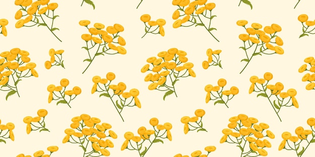 Boerenwormkruid patroon van planten met gele bloemen botanische illustratie