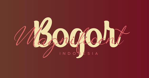 Bogor Indonesia typography maroon background template for greeting card and banner