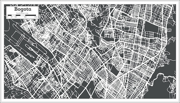 Bogota Colombia stadsplattegrond in retro stijl. Overzicht kaart. Vectorillustratie.
