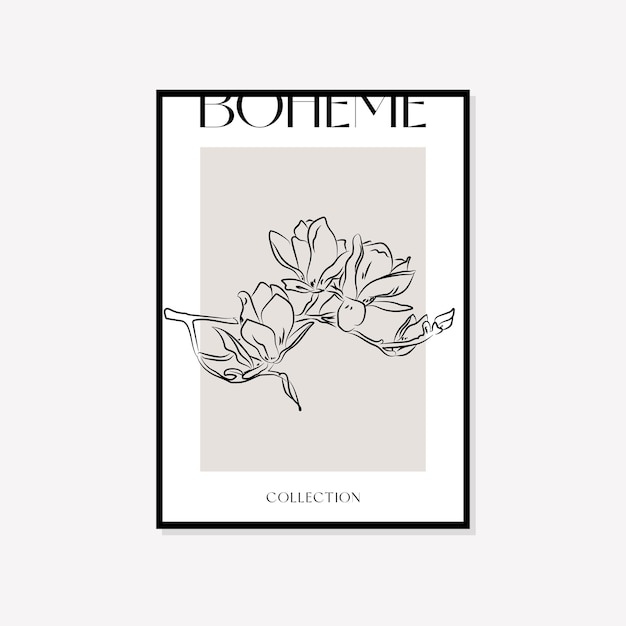 Boheemse minimale illustratie vector kunst aan de muur boho posterontwerp