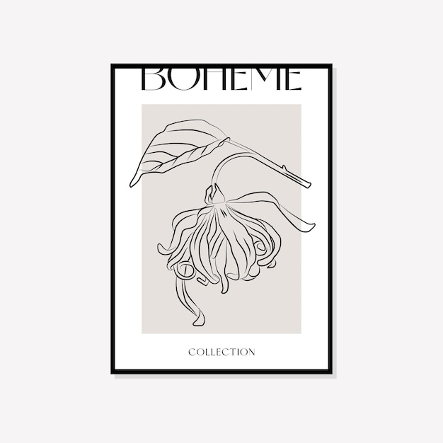 Boheemse minimale illustratie vector kunst aan de muur Boho posterontwerp